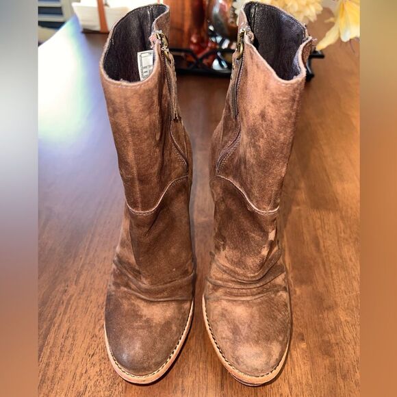 UGG Bianca Brown Italian Leather Sheepskin Suede 5" Heels Platform Sz 7.5 - Picture 3 of 11